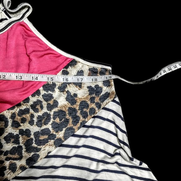 Filly Flair Color Block Leopard Pink & Stripes Women's Tank Top - Picture 5 of 6